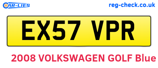 EX57VPR are the vehicle registration plates.