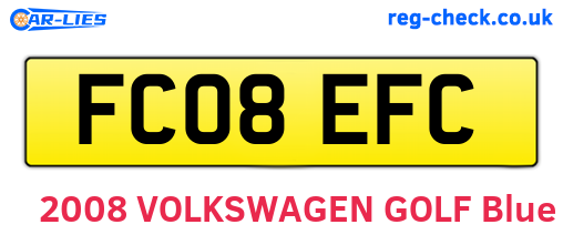 FC08EFC are the vehicle registration plates.