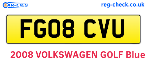 FG08CVU are the vehicle registration plates.
