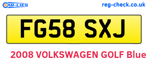 FG58SXJ are the vehicle registration plates.
