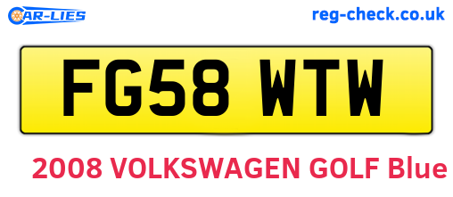 FG58WTW are the vehicle registration plates.