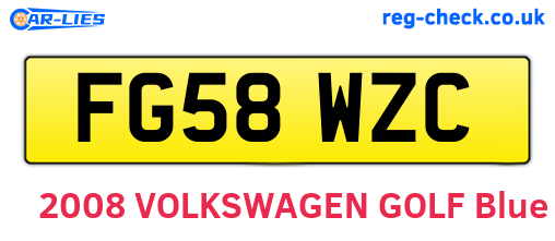 FG58WZC are the vehicle registration plates.