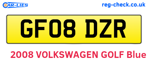 GF08DZR are the vehicle registration plates.