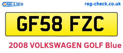 GF58FZC are the vehicle registration plates.