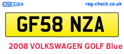 GF58NZA are the vehicle registration plates.