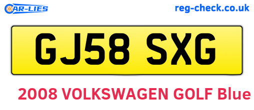 GJ58SXG are the vehicle registration plates.