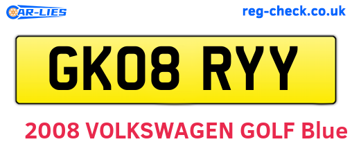 GK08RYY are the vehicle registration plates.