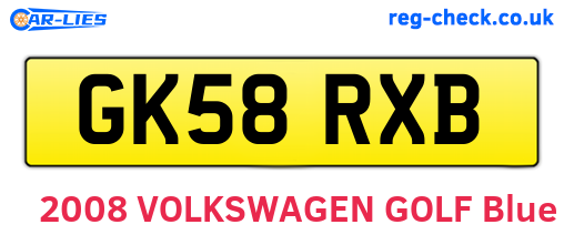 GK58RXB are the vehicle registration plates.