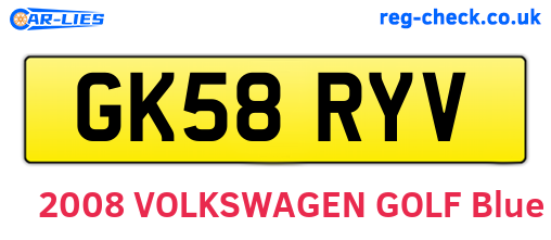 GK58RYV are the vehicle registration plates.