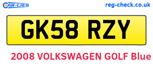 GK58RZY are the vehicle registration plates.