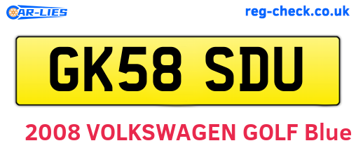 GK58SDU are the vehicle registration plates.