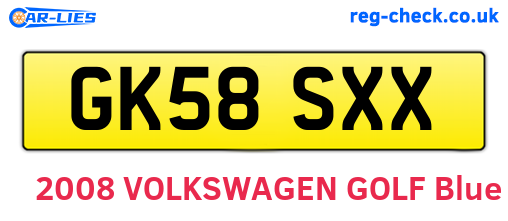GK58SXX are the vehicle registration plates.