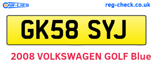 GK58SYJ are the vehicle registration plates.