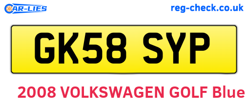 GK58SYP are the vehicle registration plates.