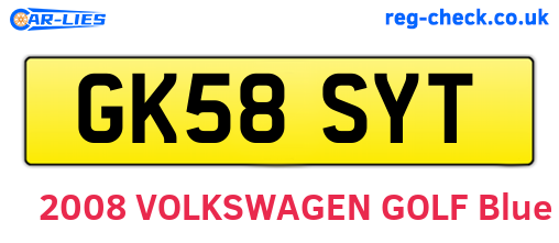 GK58SYT are the vehicle registration plates.