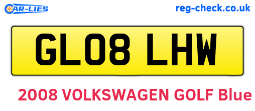 GL08LHW are the vehicle registration plates.