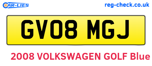 GV08MGJ are the vehicle registration plates.