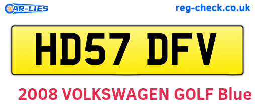 HD57DFV are the vehicle registration plates.