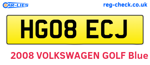 HG08ECJ are the vehicle registration plates.