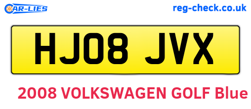 HJ08JVX are the vehicle registration plates.