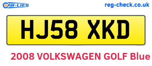 HJ58XKD are the vehicle registration plates.