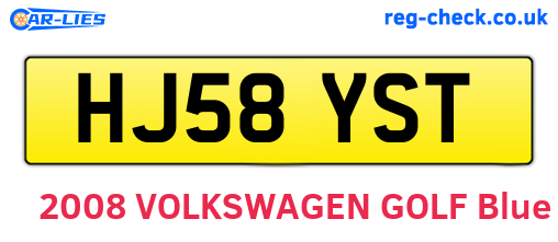 HJ58YST are the vehicle registration plates.