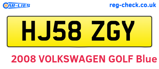 HJ58ZGY are the vehicle registration plates.