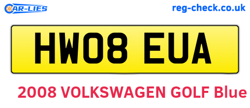 HW08EUA are the vehicle registration plates.