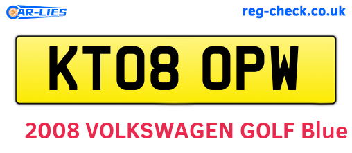 KT08OPW are the vehicle registration plates.