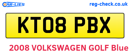 KT08PBX are the vehicle registration plates.