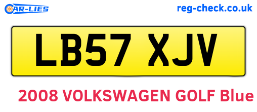LB57XJV are the vehicle registration plates.