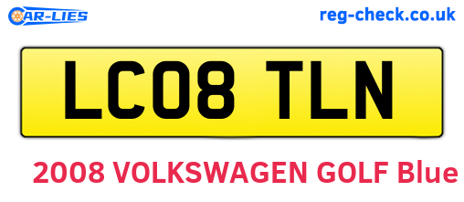 LC08TLN are the vehicle registration plates.
