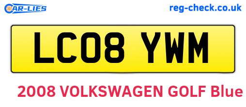 LC08YWM are the vehicle registration plates.