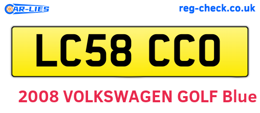 LC58CCO are the vehicle registration plates.