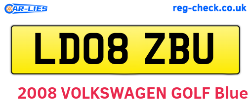 LD08ZBU are the vehicle registration plates.