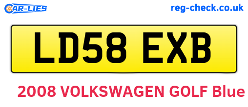 LD58EXB are the vehicle registration plates.