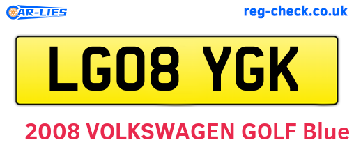 LG08YGK are the vehicle registration plates.