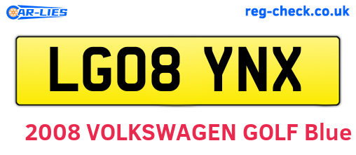 LG08YNX are the vehicle registration plates.