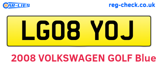 LG08YOJ are the vehicle registration plates.