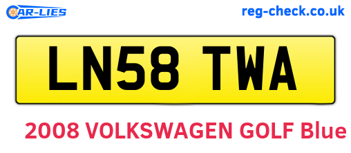 LN58TWA are the vehicle registration plates.