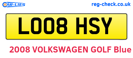 LO08HSY are the vehicle registration plates.