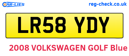 LR58YDY are the vehicle registration plates.