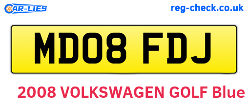 MD08FDJ are the vehicle registration plates.