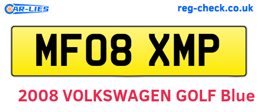 MF08XMP are the vehicle registration plates.