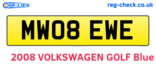 MW08EWE are the vehicle registration plates.