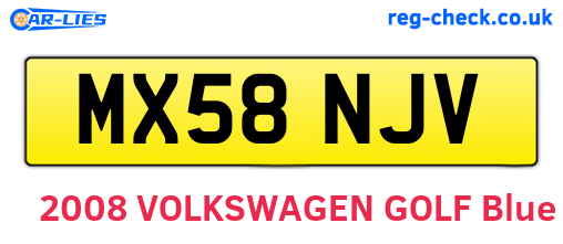 MX58NJV are the vehicle registration plates.