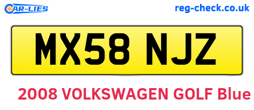 MX58NJZ are the vehicle registration plates.