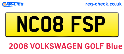 NC08FSP are the vehicle registration plates.