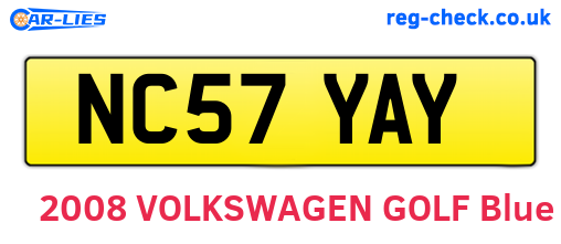 NC57YAY are the vehicle registration plates.