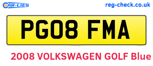 PG08FMA are the vehicle registration plates.